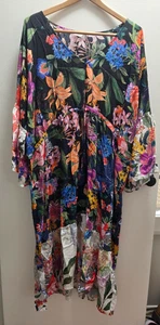Johnny Was California Floral Jungle Mix Tiered Long Sleeve Dress Cover Up 3X NWT - Picture 1 of 21