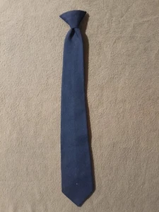 Men's Navy Blue Classic Skinny Cotton Tie with Metal Clip - Picture 1 of 4