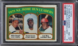 1972 Topps NL Home Run Leaders W.STARGELL/H.AARON/L.MAY HOF #89 PSA 8 NM-MT - Picture 1 of 2