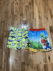 Super Mario brothers Trunks Size 7 boy Swim Wear and size 6 sharks swim Trunks - Picture 1 of 10