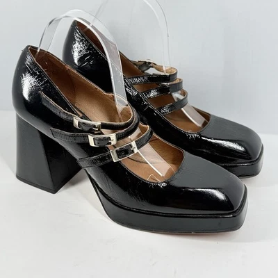 Anthropologie Maeve Triple Correa Cuero Mary Jane Grueso Plataforma Tacones 10 EU41 Foto 1 de 4