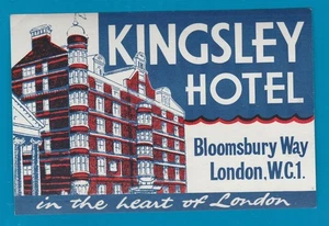 Etiqueta de equipaje de hotel Inglaterra Kingsley Bloomsbury Way Londres #576 - Imagen 1 de 1