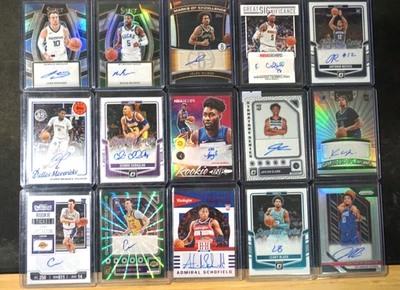 Lote de 15 tarjetas autógrafas de la NBA - novatos, paralelos Foto 1 de 2