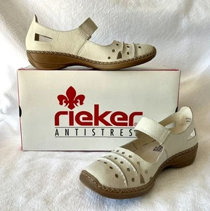 RIEKER ANTISTRESS Fab Leather Mary Jane Style FLATS Sz 38(7) Exc Cond RRP$239.95 - Picture 1 of 8