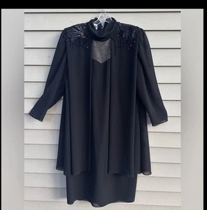 Vintage Whimsigoth Kleid Perlen Pailletten Glam Übergröße 16 Hexe - Bild 1 von 9