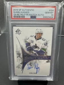 2019 SP Authentic Quinn Hughes Retro Future Watch Autographs.  Neuwertig 10. - Bild 1 von 2