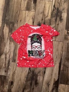 Girls Size 7/8 Christmas Messy Bun Girl Shirt - Picture 1 of 1