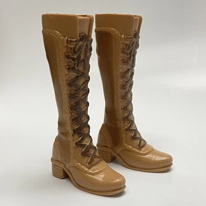 Botas hasta la rodilla Barbie marrón con cordones zapatos de muñeca Farmcore vaquera - Imagen 1 de 8