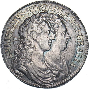 1689 Halfcrown - William & Mary British Silver Coin - Very Nice - Picture 1 of 2