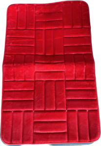 20"x32" Flannel Embossed Red Bathmat Rubber Backed Yafa Home Fashions Rug Carpet