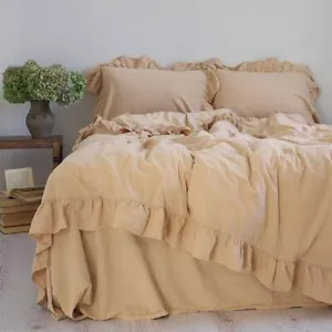 Sandalwood Duvet Cover, Ruffled Quilt Cover Set Queen King Bohemian Duvet Cover - Picture 1 of 4