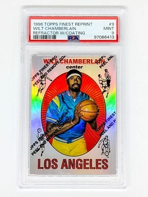 1996-97 Topps Finest Reimpresión Refractor con Recubrimiento #9 Wilt Chamberlain PSA 9 POP 5 Foto 1 de 2