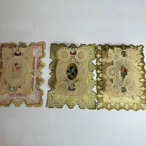 Biglietto Auguri San Valentino Vittoriano Die Cut Vintage Antico Pop Up Pizzo Lotto di 3 - Foto 1 di 16