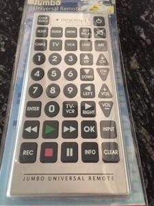 Innovage Jumbo Universal Remote 11" x 5" 8 Devices TV VCR DVD Cable Sealed FL - Picture 1 of 4