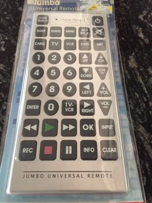 Innovage Jumbo Universal Remote 11" x 5" 8 Devices TV VCR DVD Cable Sealed FL - Image 1 of 4