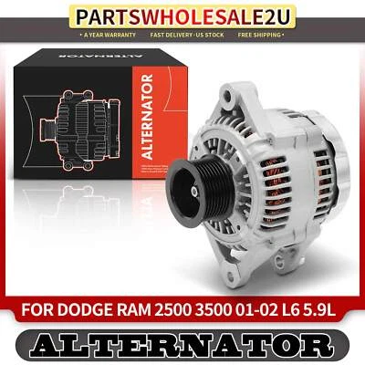 Alternador para Dodge Ram 2500 3500 2001-2002 5,9 L 136 A/12 V CW polea de 8 ranuras Foto 1 de 4