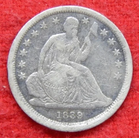1839 Seated Liberty Silver Dime 10c ~ Free USA Shipping Cover