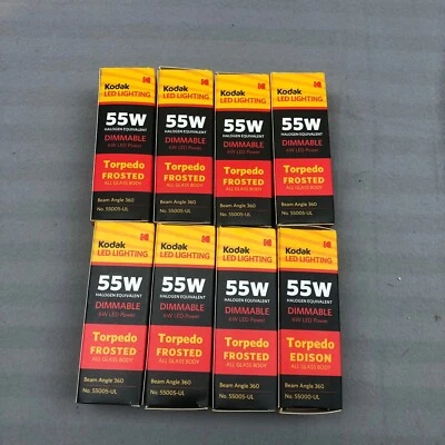 Lot 8 Kodak LED Lighting Torpedo Frosted 6W Light Bulbs 55005-UL Dimmable - Image 1 of 3