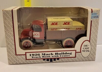 VINTAGE 1926 MACK BULLDOG TRUCK BANK with CRATES, NIB, ACE HARDWARE LOGO Ertl - Image 1 of 4