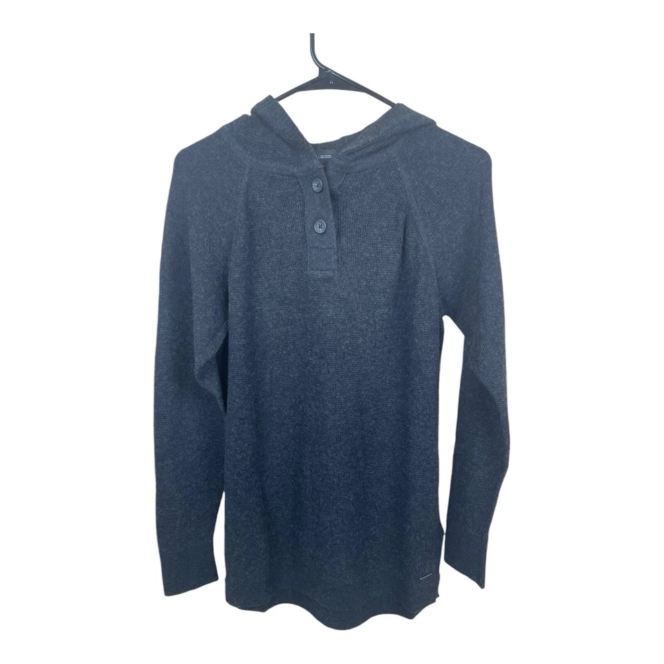 Prana Milani Hooded Tunic Womens Size XS Cotton Wool Blend Thermal Waffle Knit