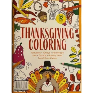 THANKSGIVING COLORING 32 festive designs PUMPKIN turkey FOLIAGE holiday treats - Picture 1 of 2