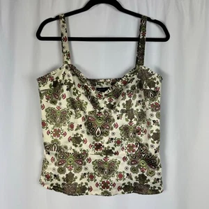 Nicole Miller Y2K Camisole Top Boho Floral Paisley Sweetheart Neck Side Zip 12 - Picture 1 of 10