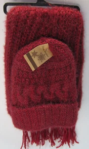 Winter Hat & Scarf Combo in Red Fleece Style Hat Liner - Picture 1 of 3