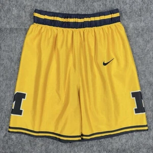 Vintage Nike Michigan Wolverines Shorts Medium Yellow Blue Swoosh Fab 5 90s - Picture 1 of 10