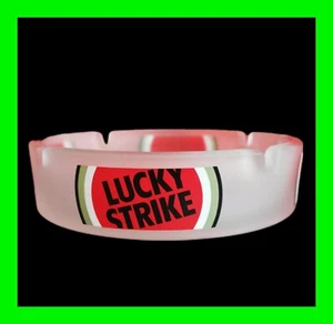 Atemberaubender großer Lucky Strike Zigarettenwerbung Milchglas Aschenbecher Hergestellt in Frankreich  - Bild 1 von 8