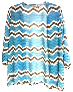 EASYWEAR CHICO'S Cardigan Open Knit Sz 1 Open Front Lightweight Stretch Sheer - Picture 1 of 8