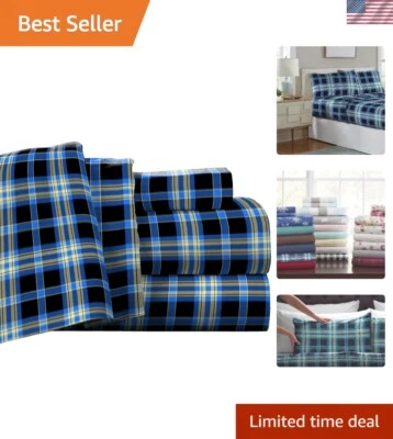 Oeko-Tex Certified Flannel Queen Sheet Set with Deep Pockets and Oversized Flat - Image 1 of 4