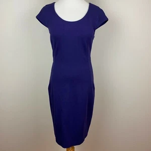 Vestido DVF Diane Von Furstenberg 4 fundas púrpura manga gorra elástico oficina carrera - Imagen 1 de 12