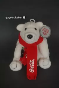 COCA-COLA CHRISTMAS POLAR BEAR BEANIE PLUSH 6" TALL - Picture 1 of 2