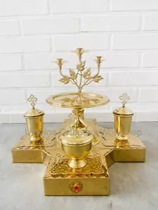 "Vassoi Litya cristianesimo ortodosso vassoio liturgico per cerimonie ecclesiastiche 14,96" - Foto 1 di 7