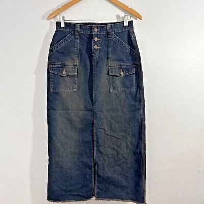 Vtg  No Boundaries Denim Skirt Womens 7 Y2K 90s Patch Pockets Western Modest - Image 1 of 4
