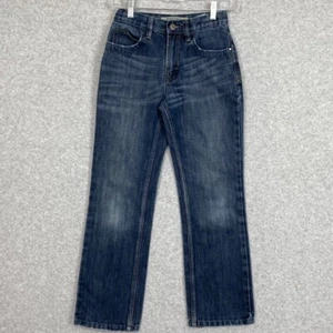 Wrangler Jeans Boys Youth 12 Slim Blue Straight Distressed Adj Waist Med Denim - Picture 1 of 17