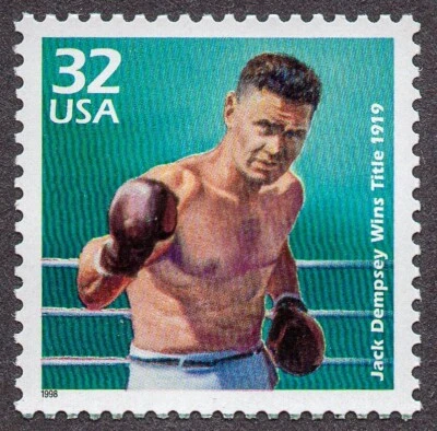 USA, SCOTT # 3183-M, MNH BOXER JACK DEMPSEY WINS TITLE, HEAVYWEIGHT BOXING CHAMP - Image 1 of 2
