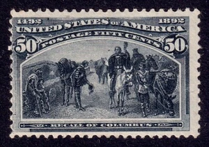 US Scott 240, 1893 Recall of Columbus, 50c slate blue, H MINT - Picture 1 of 2