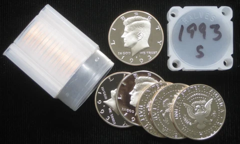 1993-S Proof Kennedy Half Dollar 20pc Roll Cover
