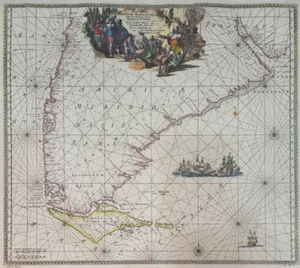 Sud America MAP STAMPA Rio de la Plata Strait of Magellan Tierra del Fuego Goos - Picture 1 of 17