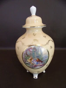 Rorstrand Sweden Vintage Footed Jar With Lid Victorian Scene - Picture 1 of 6