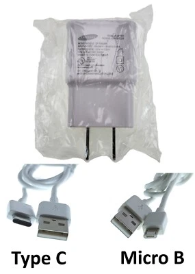 OEM Samsung Charger 5.0V-1.55A White EP-TA50JWE+2 USB Cables (Type-C & Micro B) - Image 1 of 4