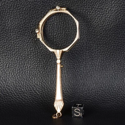 Paire de Lunettes ancienne pliable dorée, Lorgnon Lorgnette à tige optique - Photo 1/4