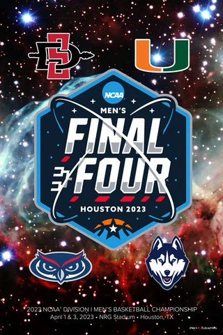 NCAA Basketball FINAL FOUR 2023 24x36 POSTER - FAU, Miami, UCONN, San Diego St Cover