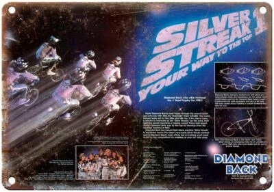 Diamond Back BMX, BMX Racing Silver Streak RARO anuncio retro letrero de metal B149 Foto 1 de 2