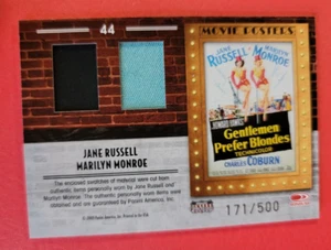TARJETA MUESTRA RELIQUIA USADA MARILYN MONROE #d171/500 Jane Russell 2009 americana - Imagen 1 de 2
