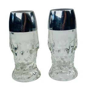 Vintage Anchor Hocking Georgische Klarglas Salz und Pfefferstreuer Kunststoffdeckel - Bild 1 von 6