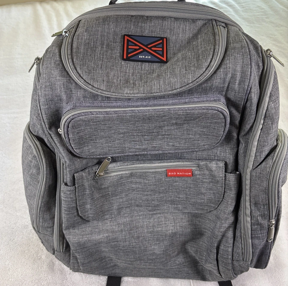 Bag Nation Diaper Bag Backpack With Stroller Straps Black w Blue Interior - Image 1 of 4