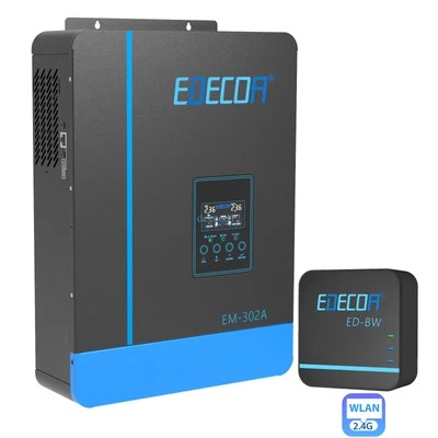 EDECOA 3000W Hybrid Wechselrichter Inverter Off grid 24V 220V 80A MPPT 55-450V WIFI APP