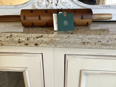 Engraved Wooden Rolling Pin ~ Hearth & Hand~ Magnolia 16" Christmas Tree Pattern - Image 1 of 4